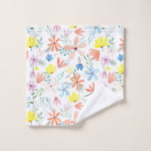 Funky Kleurrijke Waterverf Bloemenpatroon Bad Handdoek (Wasdoekje)