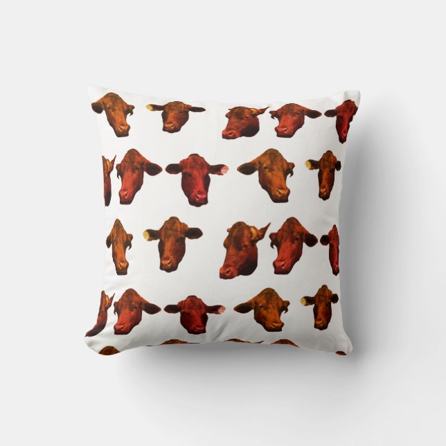 Funky Koeien Head Sierkussen Cushion (Voorkant)