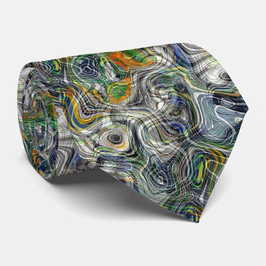 Funky Koel Retro Chic Fractal Marmer Patroon Stropdas (Opgerold)