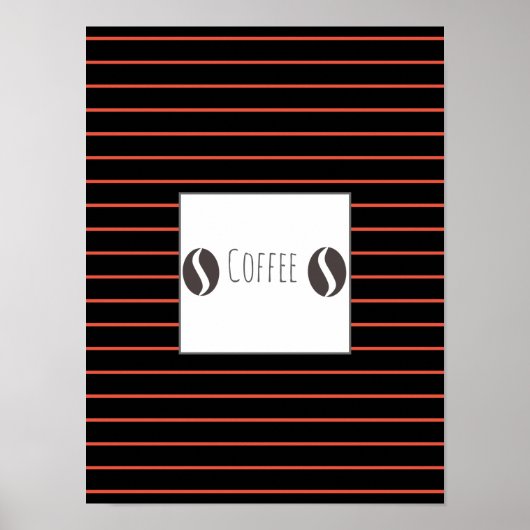 Funky koffiebonen bord rode strepen poster (Voorkant)