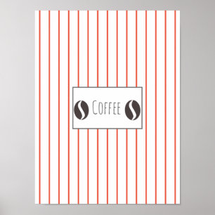 Funky koffiebonen bord strepen poster