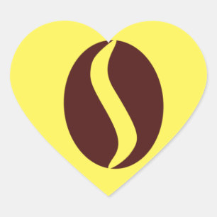 Funky koffieboon hart sticker