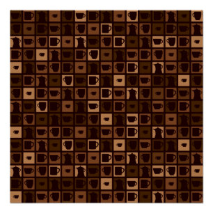 Funky-koffiemozaïek Poster