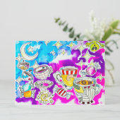 funky kunst feestdagenkaart (Staand voorkant)