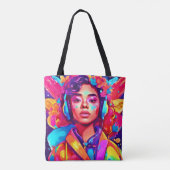 Funky Lady Digitale Kunst Tote Bag (Achterkant)
