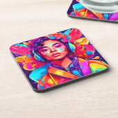 Funky Lady digitale kunstwerken Bier Onderzetter (Linkerzijde)