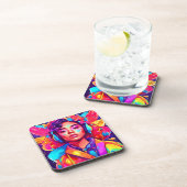 Funky Lady digitale kunstwerken Bier Onderzetter (Rechterzijde)