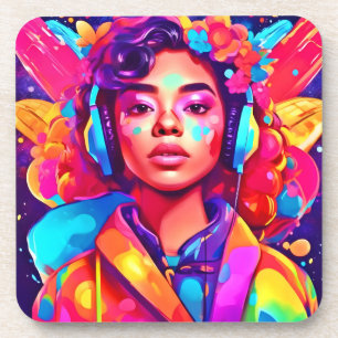 Funky Lady digitale kunstwerken Bier Onderzetter