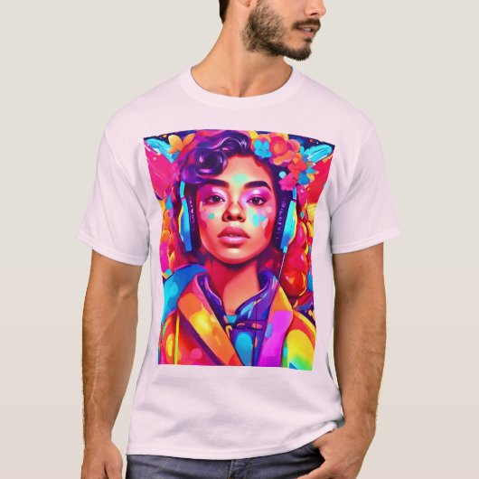 Funky Lady digitale kunstwerken T-shirt (Voorkant)