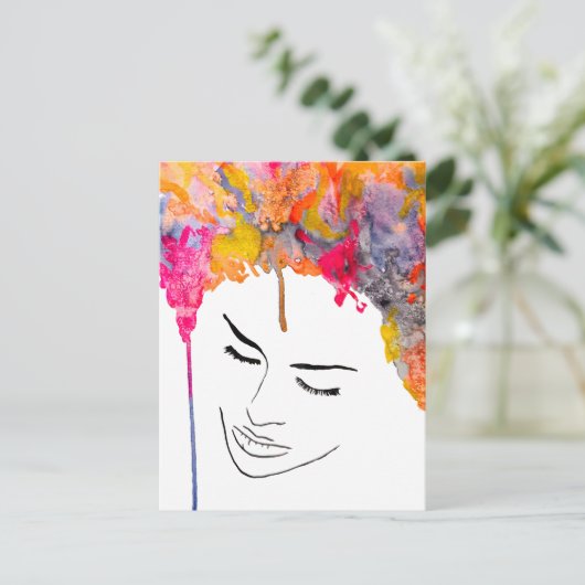 Funky lady psychedelic gek haar briefkaart (Staand voorkant)