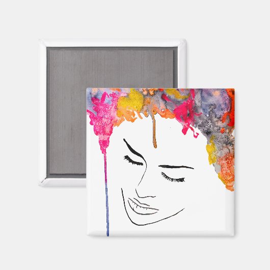 Funky lady psychedelic gek haar magneet (Voorkant / Achterkant)