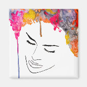 Funky lady psychedelic gek haar magneet (Voorkant)