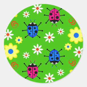 Funky Ladybugs Ronde Sticker