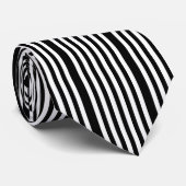 Funky Large Black en White Vertical Stripes Stropdas (Opgerold)