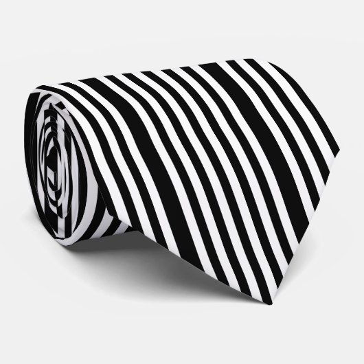 Funky Large Black en White Vertical Stripes Stropdas (Opgerold)