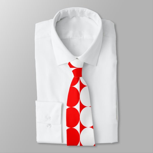 Funky Large Red en White Stippen Necktie Stropdas (Gebonden)