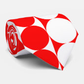 Funky Large Red en White Stippen Necktie Stropdas (Opgerold)