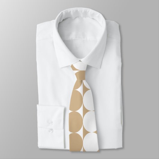 Funky Large Tan and White Stippen Necktie Stropdas (Gebonden)