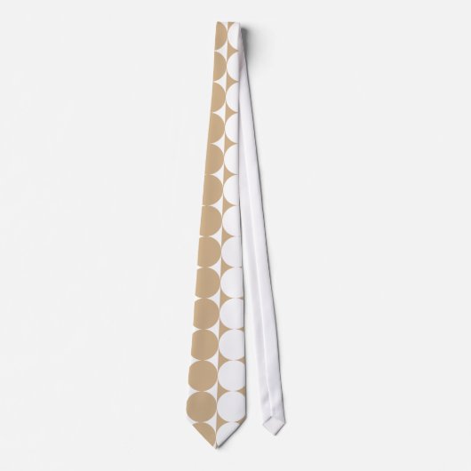 Funky Large Tan and White Stippen Necktie Stropdas (Voorkant)