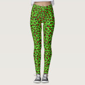 Funky Leon Green Leopard Cheetah Animal Print Leggings (Voorkant)