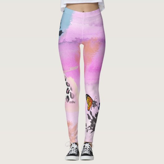 Funky Leopard en Floral leggings (Voorkant)