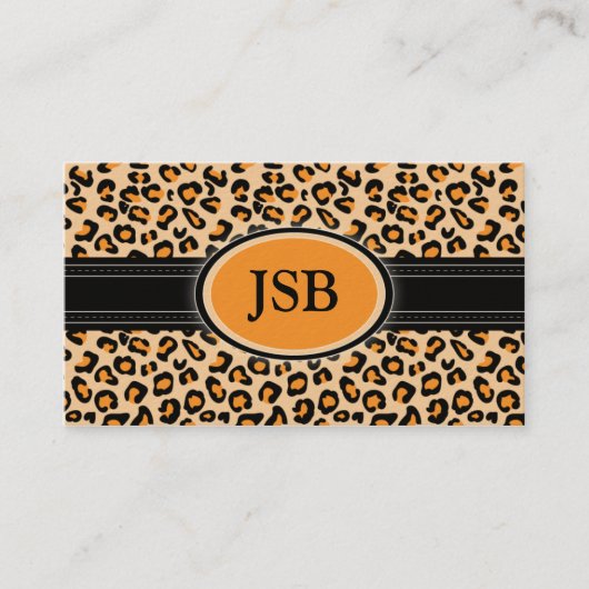 Funky Leopard Print Custom Visitekaartje : Oranje (Voorkant)