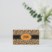 Funky Leopard Print Custom Visitekaartje : Oranje (Staand voorkant)