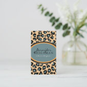 Funky Leopard Print Visitekaartje : oranje/blauw (Staand voorkant)