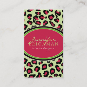 Funky Leopard Print Visitekaartje : roze/groen