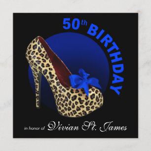 Funky Leopard Stiletto 50th Birthday zwart Kaart