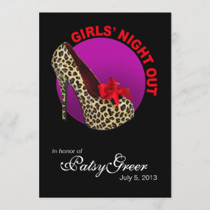 Funky Leopard Stiletto Girls Night Out Kaart