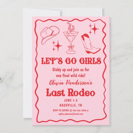 Funky Let's Go Girls Nashville vrijgezellenfeest Kaart (Voorkant)