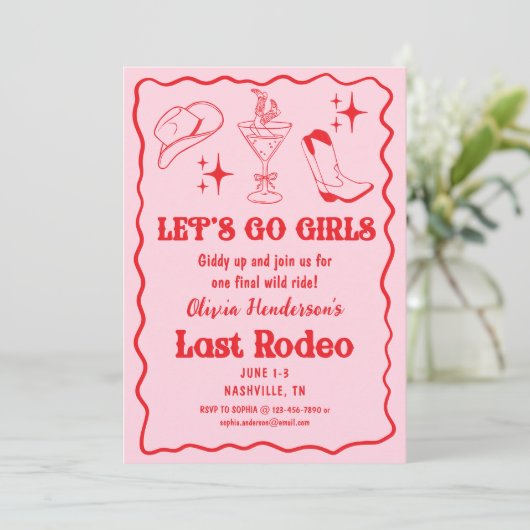 Funky Let's Go Girls Nashville vrijgezellenfeest Kaart (Staand voorkant)