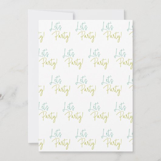 Funky Let's Party Casual Reception Elopement Kaart (Achterkant)