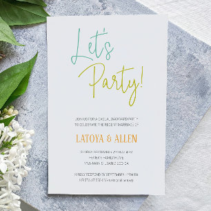 Funky Let's Party Casual Reception Elopement Kaart