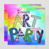 Funky Letters Birthday Invitation Kaart (Voorkant / Achterkant)