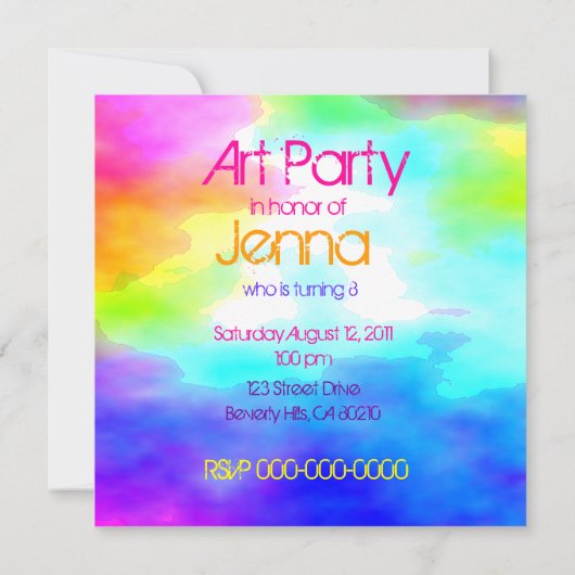 Funky Letters Birthday Invitation Kaart (Achterkant)