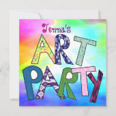 Funky Letters Birthday Invitation Kaart (Voorkant)