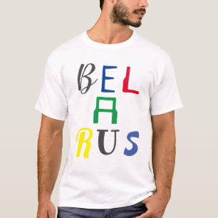 Funky Letters Wit-Rusland Беларусь Kleurige T-Shir T-shirt