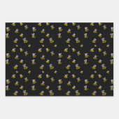 Funky leuke hommels op zwart inpakpapier vel (Voorkant)