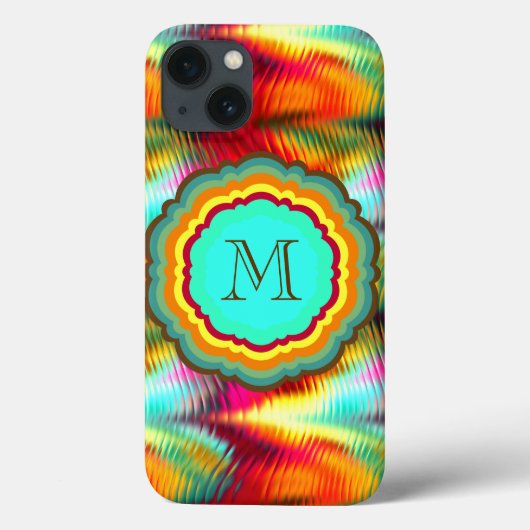 Funky, Levendig Regenboog Monogram Case-Mate iPhone Case (Achterkant)
