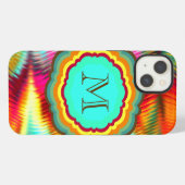 Funky, Levendig Regenboog Monogram iPhone Hoesje (Achterkant horizontaal)