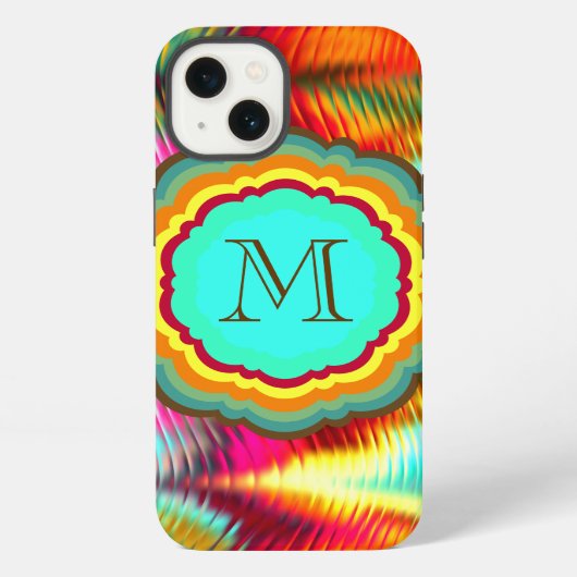Funky, Levendig Regenboog Monogram iPhone Hoesje (Achterkant)