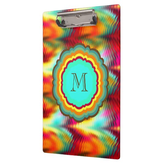 Funky, Levendig Regenboog Monogram Klembord (Links)