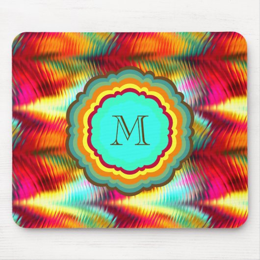 Funky, Levendig Regenboog Monogram Muismat (Voorkant)