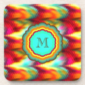 Funky, Levendig Regenboog Monogram Onderzetter (Voorkant)