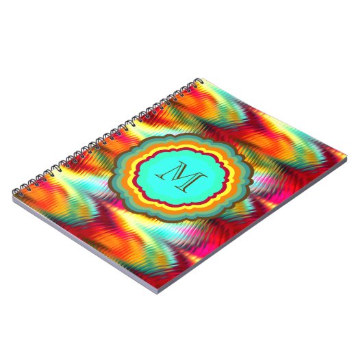 Funky, levendig regenboogmonogram notitieboek (Linkerzijde)