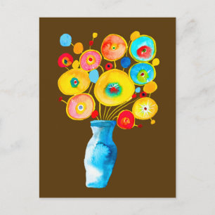 Funky levendige bloemen kunst illustratie briefkaart