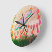 Funky Libelle Abstracte Kunst Ronde Klok (Hoek)