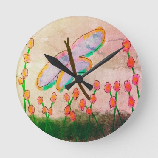 Funky Libelle Abstracte Kunst Ronde Klok (Voorkant)